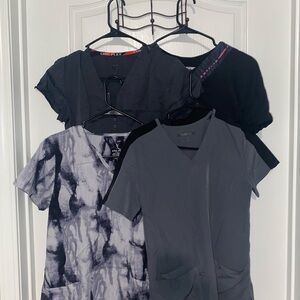 4 Pack Grey Color Scheme Scrub Tops